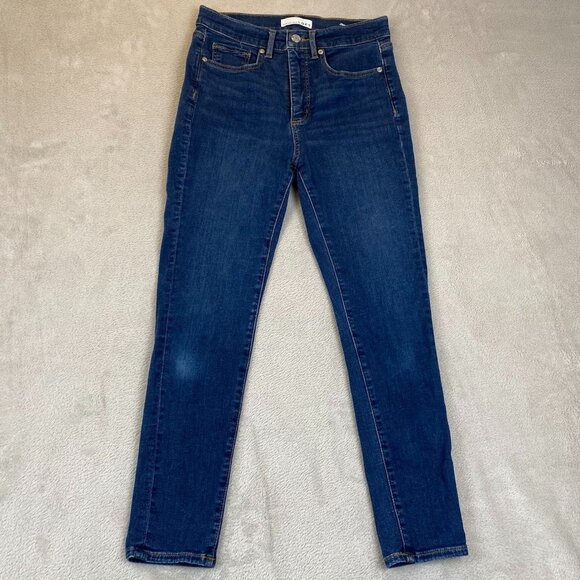 Loft Womens Jeans 26/2P High-Rise Skinny Stretch Blue Denim Dark Wash Casual - Picture 14 of 15